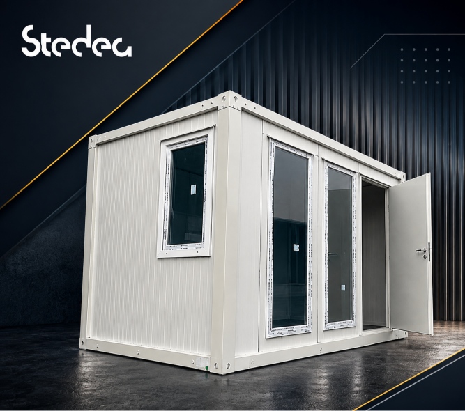 Stedea, quick assembly container, quick-assembly container, flat pack container, modular container, modular steel container, security cabin, guard cabin, security booth, storage shed, steel storage shed, modular storage shed, portable container, insulated container, modular steel solutions, modular building solutions, container manufacturer, security cabin manufacturer, storage shed manufacturer